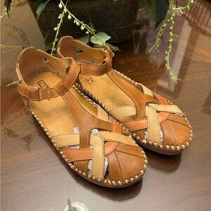 Pikolinos Women's Tan Leather Sandals Size 8